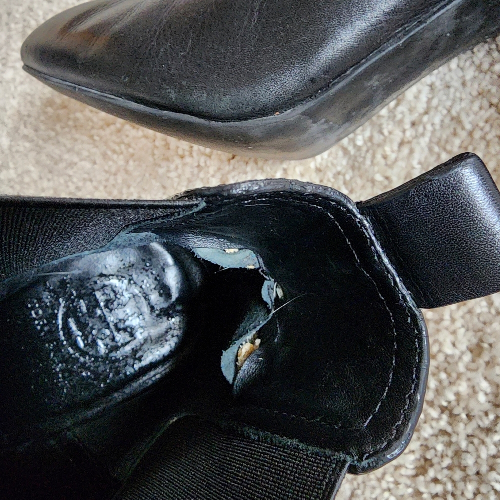 Tory Burch made in Brazil black leather size 9.5 M Chelsea heeled boots - Picture 15 of 16